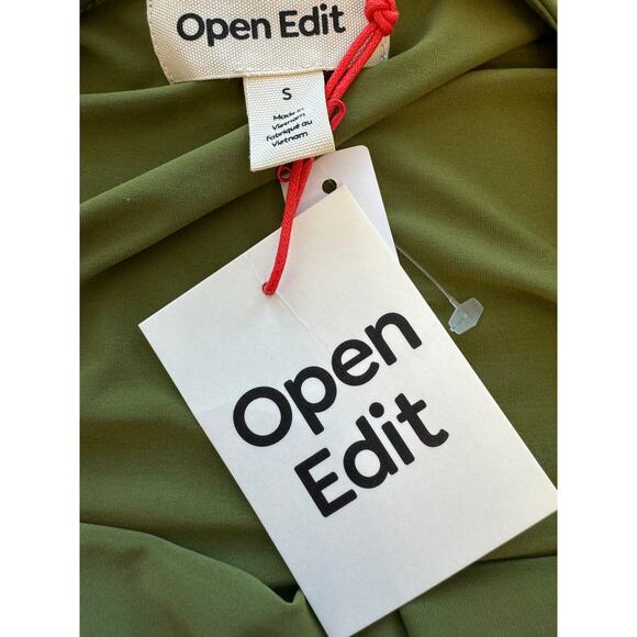 New ~ OPEN EDIT NORDSTROM ~ Women's Green Cowl Neck Cropped Blouse Top Size S - Picture 7 of 8